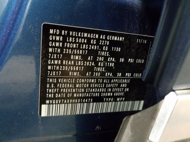 2017 VOLKSWAGEN TIGUAN WOL WVGSV7AX9HK014473