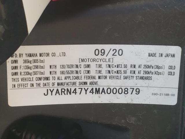2021 YAMAHA XSR900 C JYARN47Y4MA000879