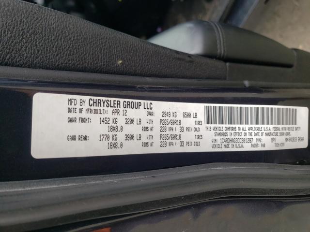 2012 DODGE DURANGO SX 1C4RDHAG3CC301287
