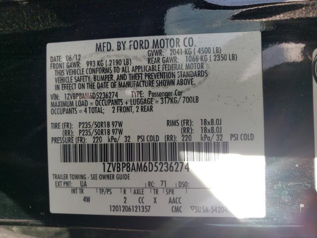 2013 FORD MUSTANG 1ZVBP8AM6D5236274