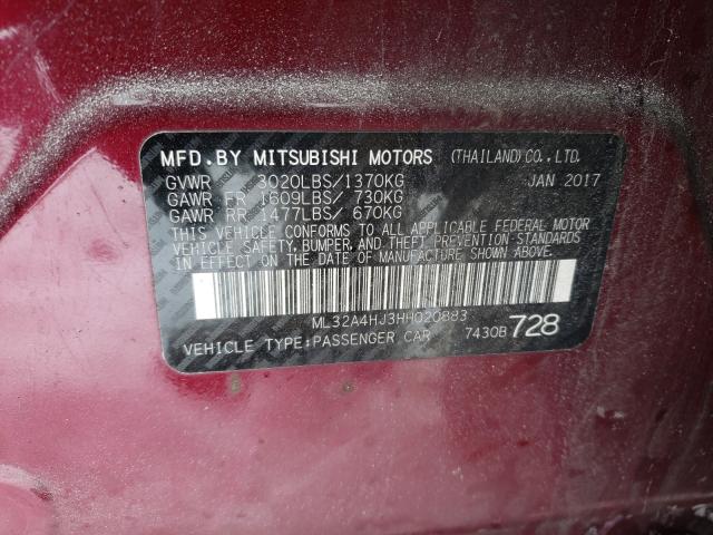 2017 MITSUBISHI MIRAGE SE ML32A4HJ3HH020883