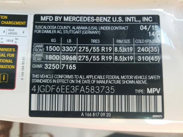 2015 MERCEDES-BENZ GL 450 4MA 4JGDF6EE3FA583735