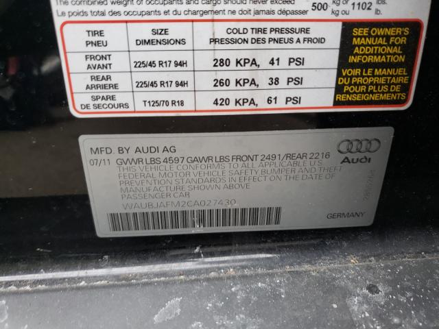 2012 AUDI A3 PREMIUM WAUBJAFM2CA027430