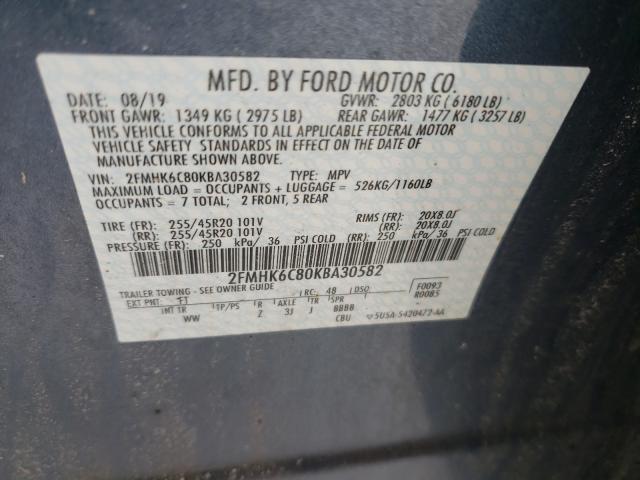 2019 FORD FLEX SEL 2FMHK6C80KBA30582