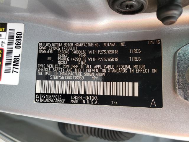2016 TOYOTA SEQUOIA SR - 5TDBY5G13GS136059