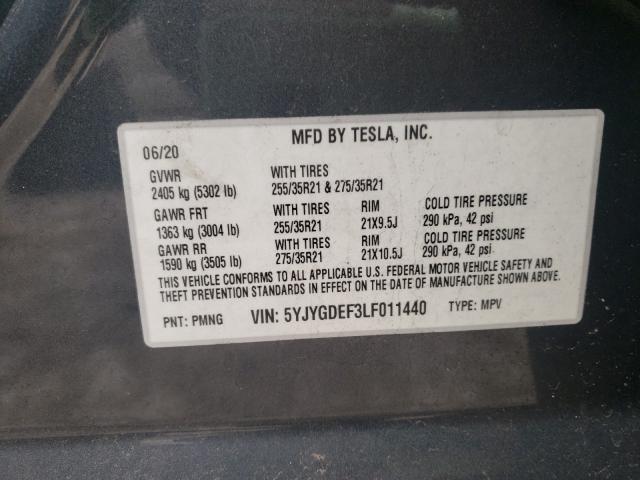 2020 TESLA MODEL Y 5YJYGDEF3LF011440