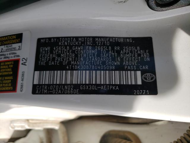 2011 TOYOTA AVALON BAS 4T1BK3DB7BU405098