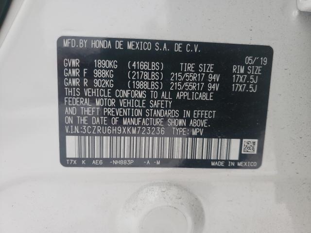 2019 HONDA HR-V TOURI 3CZRU6H9XKM723236