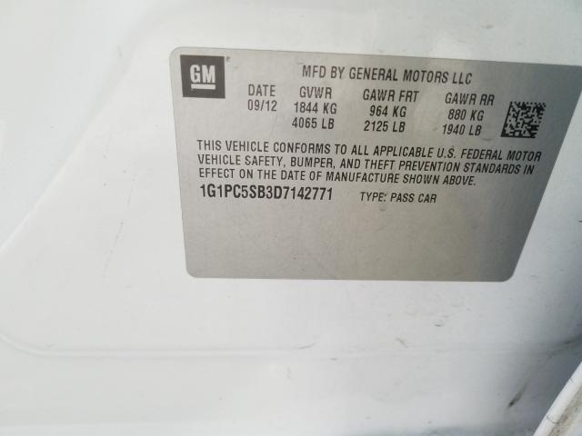 2013 CHEVROLET CRUZE LT 1G1PC5SB3D7142771