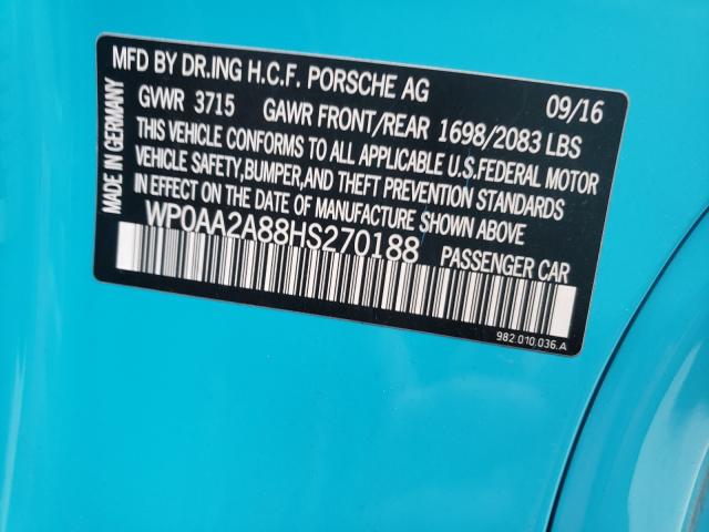 2017 PORSCHE CAYMAN WP0AA2A88HS270188