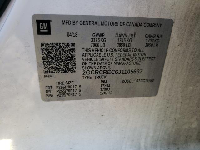 2018 CHEVROLET SILVERADO - 2GCRCREC6J1105637