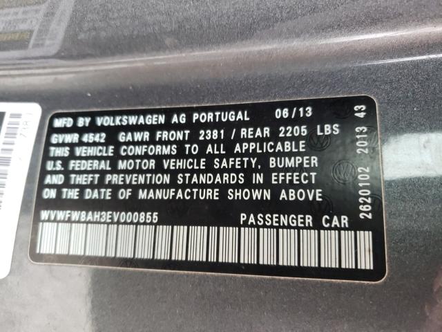 2014 VOLKSWAGEN EOS LUX WVWFW8AH3EV000855