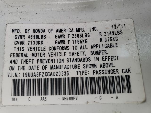2012 ACURA TL 19UUA8F2XCA020536