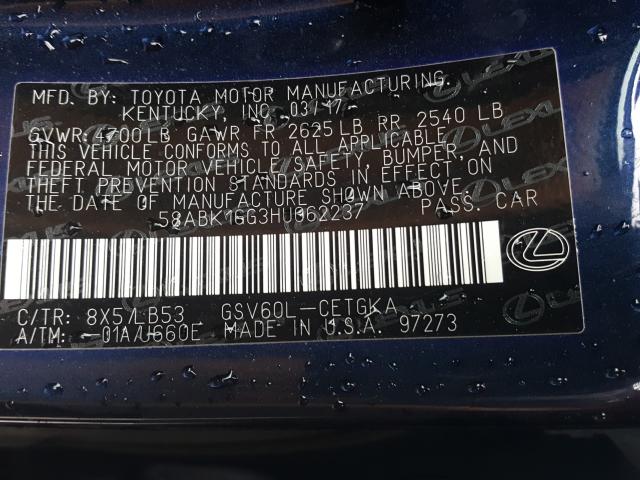 2017 LEXUS ES 350 58ABK1GG3HU062237