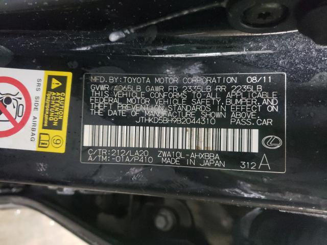 2011 LEXUS CT 200 JTHKD5BH9B2044310