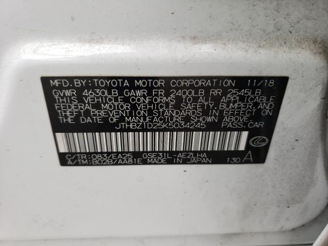 2019 LEXUS IS 350 JTHBZ1D25K5034245