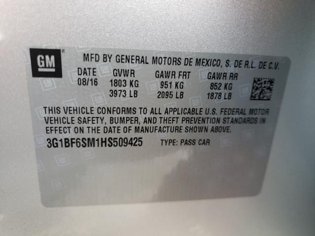 2017 CHEVROLET CRUZE PREM 3G1BF6SM1HS509425