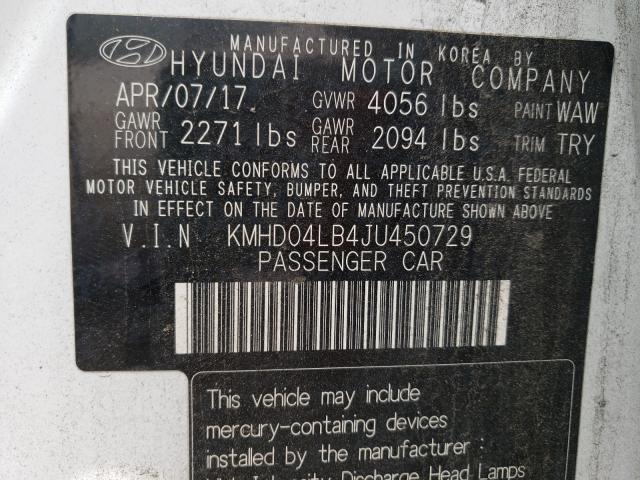 2018 HYUNDAI ELANTRA SP KMHD04LB4JU450729