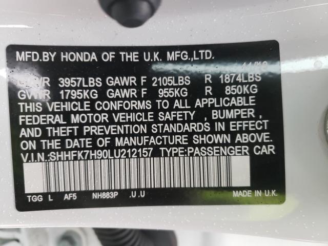 2020 HONDA CIVIC SPOR SHHFK7H90LU212157