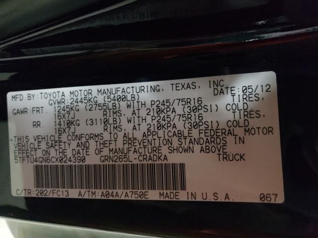 2012 TOYOTA TACOMA PRE 5TFTU4GN6CX024390