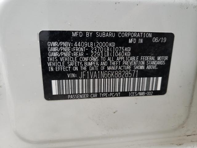 2019 SUBARU WRX LIMITE JF1VA1N66K8828571