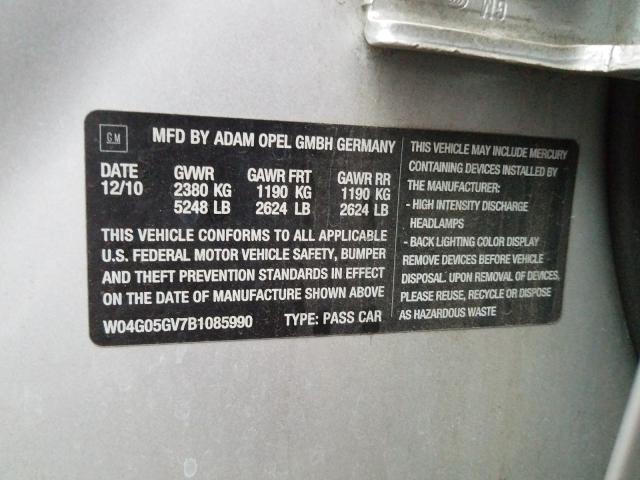 2011 BUICK REGAL CXL W04G05GV7B1085990