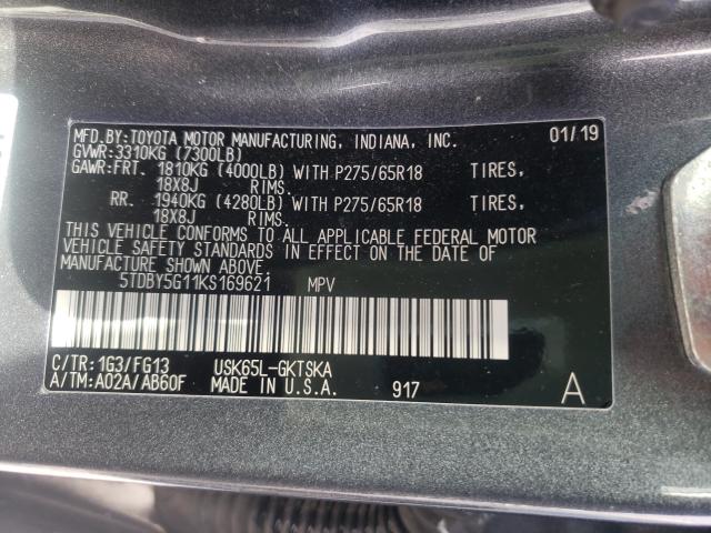 2019 TOYOTA SEQUOIA SR 5TDBY5G11KS169621