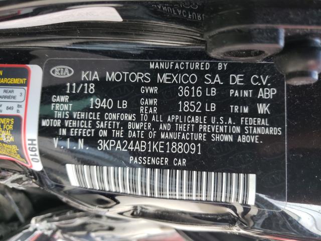 3KPA24AB1KE188091 | 2019 KIA RIO S