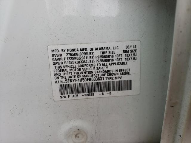 2015 HONDA PILOT EXL 5FNYF4H50FB003631