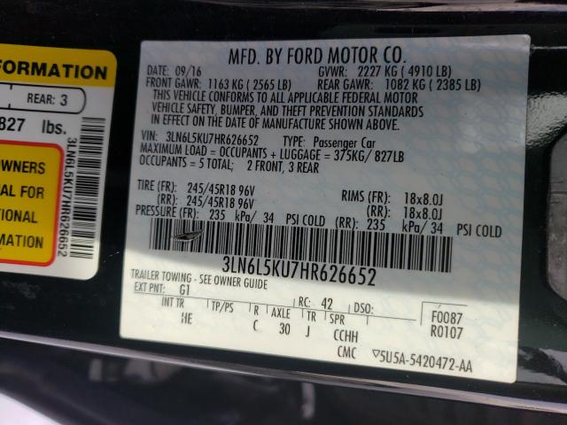 2017 LINCOLN MKZ HYBRID 3LN6L5KU7HR626652