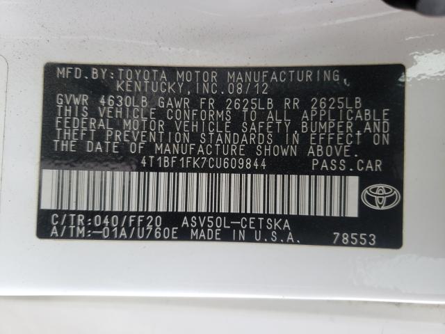 2012 TOYOTA CAMRY BASE - 4T1BF1FK7CU609844