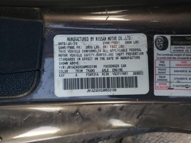 2010 NISSAN 370Z JN1AZ4EH2AM502196