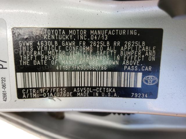2013 TOYOTA CAMRY L 4T1BF1FK9DU680786