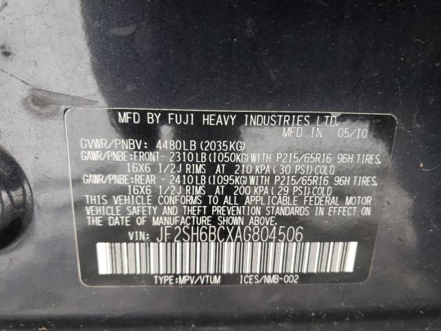 2010 SUBARU FORESTER X JF2SH6BCXAG804506