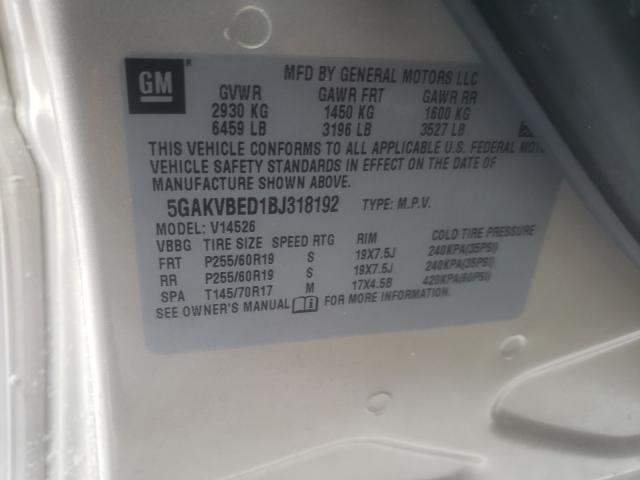 2011 BUICK ENCLAVE CX 5GAKVBED1BJ318192