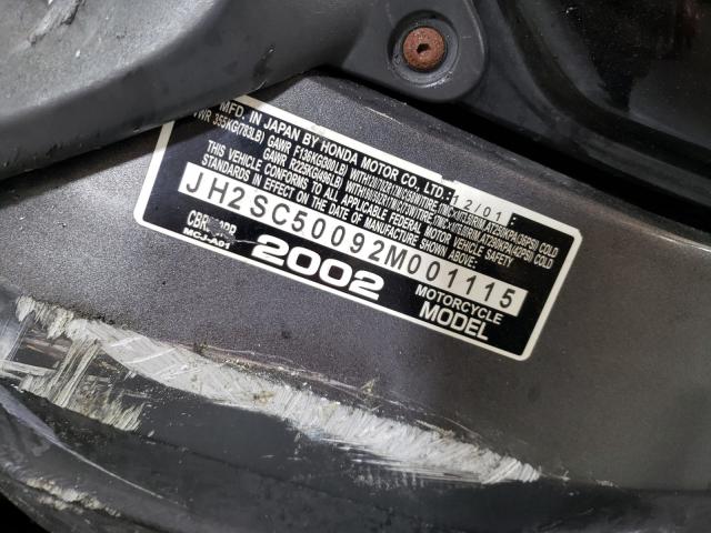 2002 HONDA CBR900 RR JH2SC50092M001115