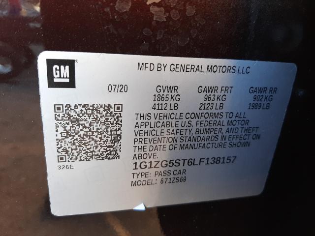 2020 CHEVROLET MALIBU RS 1G1ZG5ST6LF138157