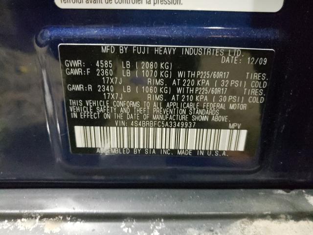 2010 SUBARU OUTBACK 2. 4S4BRBFC5A3349937