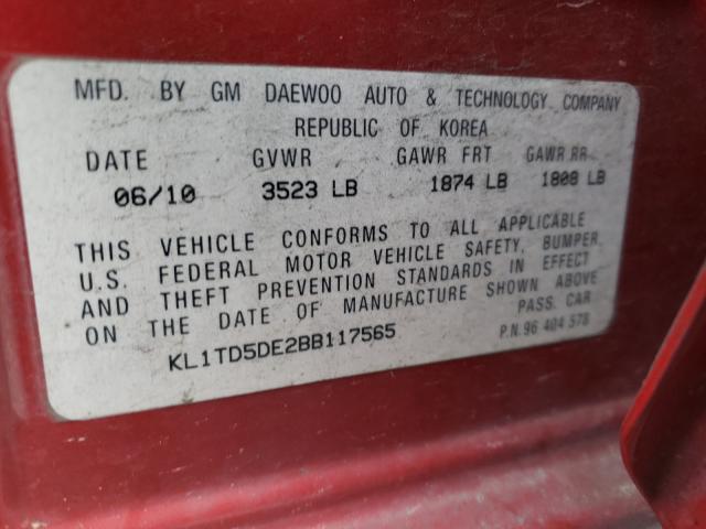 2011 CHEVROLET AVEO - KL1TD5DE2BB117565