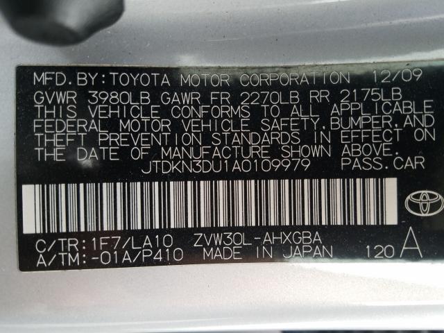2010 TOYOTA PRIUS JTDKN3DU1A0109979