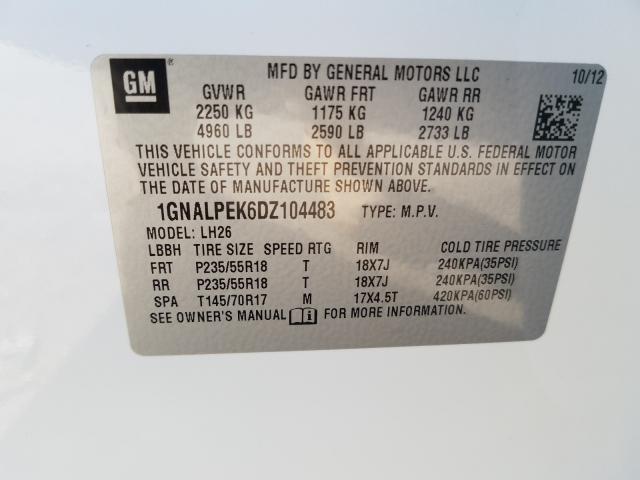 2013 CHEVROLET EQUINOX LT - 1GNALPEK6DZ104483