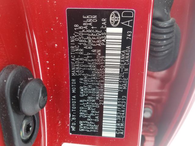 2018 TOYOTA COROLLA L 2T1BURHEXJC052129