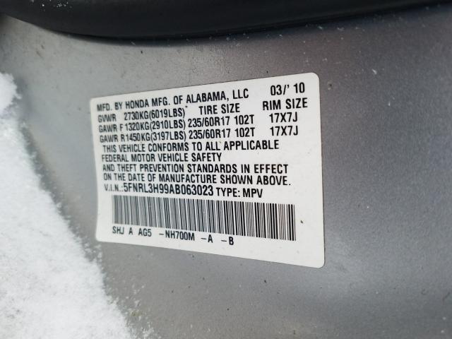 2010 HONDA ODYSSEY TO 5FNRL3H99AB063023