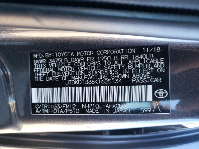 2019 TOYOTA PRIUS C JTDKDTB36K1625134