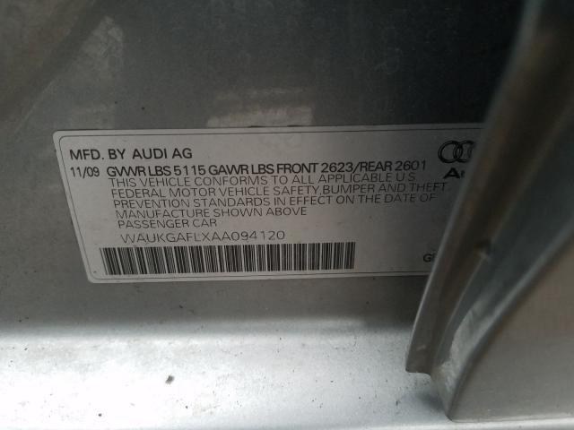 2010 AUDI S4 PRESTIG WAUKGAFLXAA094120