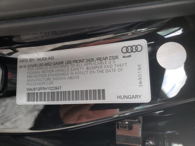 2017 AUDI S3 PREMIUM WAUB1GFF5H1022847