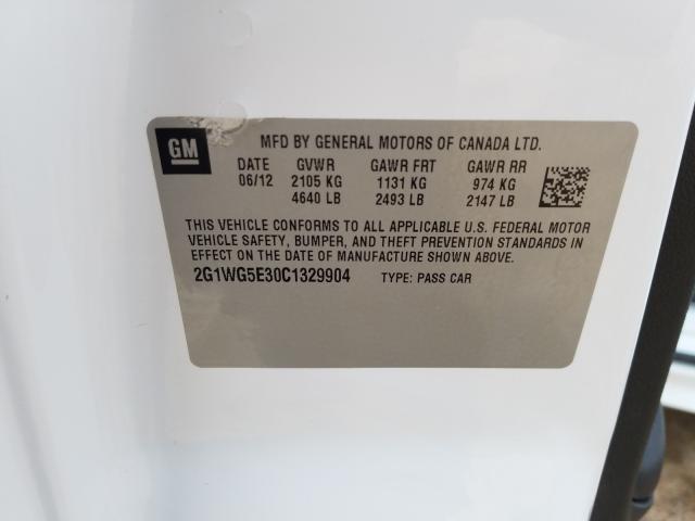 2012 CHEVROLET IMPALA 2G1WG5E30C1329904