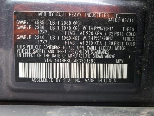 2014 SUBARU OUTBACK 2. - 4S4BRBLC4E3301680