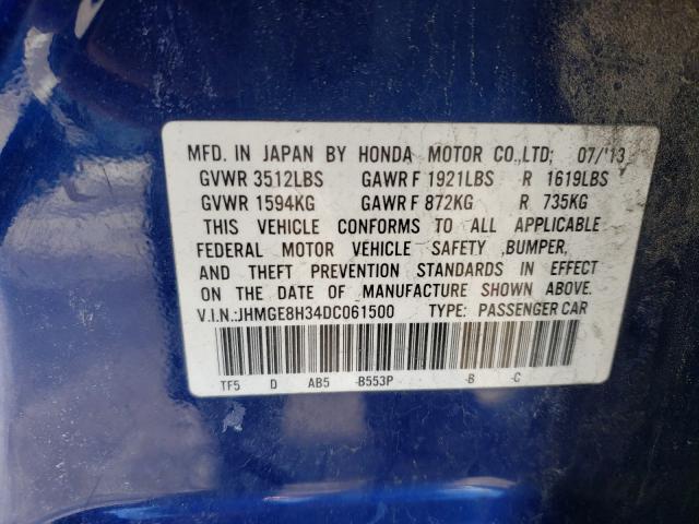 2013 HONDA FIT JHMGE8H34DC061500