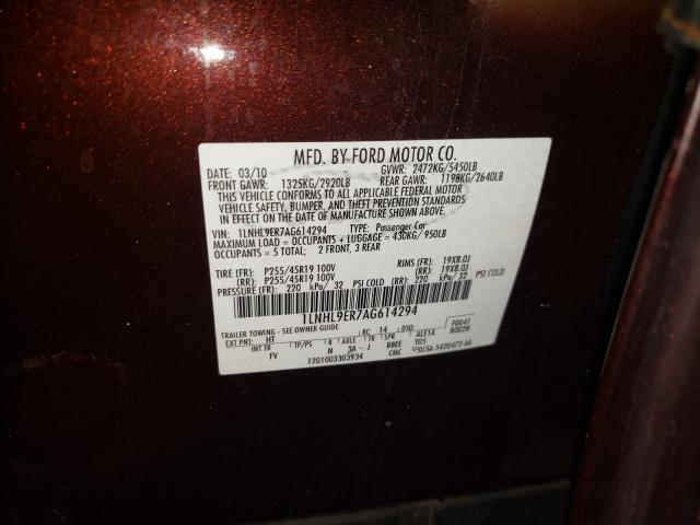 2010 LINCOLN MKS 1LNHL9ER7AG614294